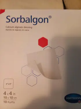 49210000 Sorbalgon Calcium Alginate Dressing 4x4 Inch Square Box/10 Exp 1/12/28