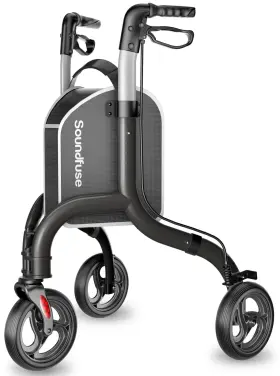 Ur310-bk Soundfuse Aluminum Rollator Walker 3 Wheels Height Adjustable Fit User 4 8 -6 1