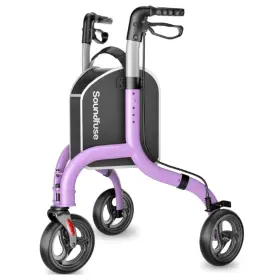 Ur310-pu Soundfuse Three Wheel Walker Foldable Aluminum Rollator Height Adjustable Purple Open Box