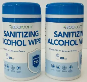 Spa Room 829576084876 Set Of 2 Sparoom Alcohol Wipes 75% 80pcs Each Box