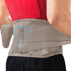 Sph-bb-bei-3 Sparthos Back Brace Lower Pain Relief Breathable Lumbar Support Taupe Medium