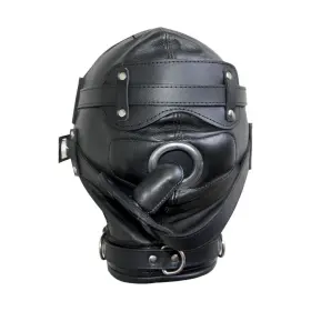 Hd-501 Stabstore Real Genuine Leather Padded Bondage Mask Hood Gag Lockable Adjustable