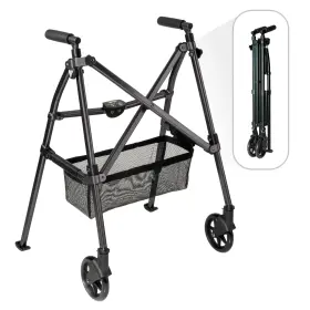 Stander 4300-mb Walker Folding Collapsible Travel Wheels Basket Matte Black Lightweight