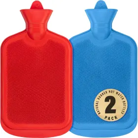 S-ch985478-redblue-2pk-fba Steadmax 2 Pack Hot Water Bottles 2l 68oz Large Red And Blue