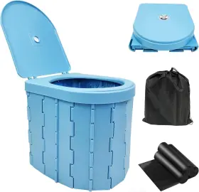 Toilet0001 Steelway Upgrade Portable Foldable Toilet Outdoor For Camping Large Blue