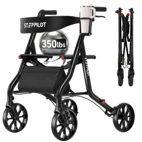 Qx01 Steppilot Walker 350lb Capacity 18 Wide Seat One Hand Fold Rollator Zero Qx01 Steppilot Walker 350lb Capacity 18 Wide Seat One Hand Fold Rollator Zero