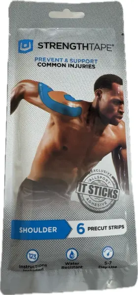 1516556 Strengthtape Shoulder 6 Precut Strips Water Resistant Kinesiology Tape New