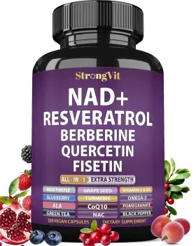 9w-isdm-4p7r Strongvit Boost Cellular Energy Healthy Aging - Nad Resveratrol Supplement 120 Capsules