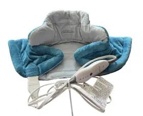 128993-2 Sunbeam Heating Pad Neck Shoulder Weighted Electric Heat Wrap Soft Blue 4 Levels