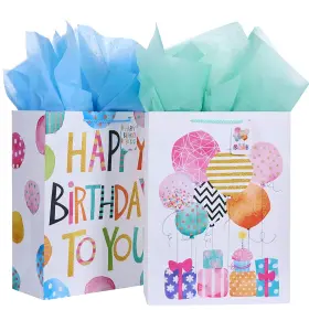Paper2 Suncolor 762444565094 Extra Large Gift Bags Balloon Pack Birthday Party Tissue