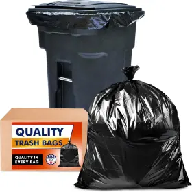 43235-102320 Tasker 64-65 Gallon Trash Bags Heavy Duty 1 Count Pack Of 50 Black