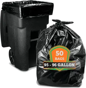 Tasker 655043800898 95-96 Gallon Trash Bags Heavy Duty 1 Count Pack Of 50 Black