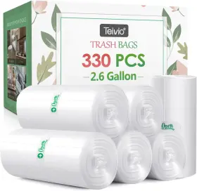 0115130 Teivio 6 Gallon 220 Counts Strong Trash Bags Garbage 1 Count Pack Of Clear