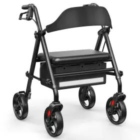 Dr92190 Telgome Walker Foldable Seat 350 Lb 8 Wheels Height Adjustable Black Rollator Dr92190 Telgome Walker Foldable Seat 350 Lb 8 Wheels Height Adjustable Black Rollator