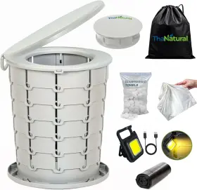 Thanatural 198715855814 Xl Portable Toilet 16ftft Tall Folding Extra Large 16 Inch Gray