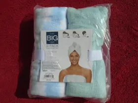 21bomhw01 The Big One 2 Pc Cotton Hair Wrap Towel Set Turban Fast Dry Size Fits Most
