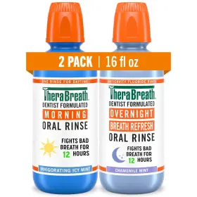 Therabreath 697029200254 Am Pm Mouthwash Bundle Morning And Overnight Rinses 16 Fl Oz 2 Pack