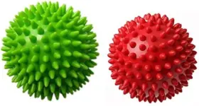 Therapists Choice 764442942020 Pack Of 2 Spiky Massage Balls Hard And Soft Red Green