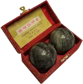 Bal017 Thy Collectibles Black Marble Stone Chinese Healthy 2 Piece Set
