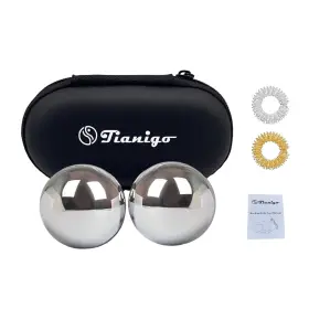 Medium-1 Tianigo Sku00052 Stainless Steel Baoding Balls Set 1.57 Inches .57 Inch Silver