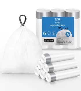 Tipgo-1.6 Tipgo Drawstring Trash Bags 60 Count Pre-cut 1.6 Pack Of 1 Clear