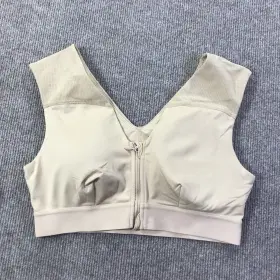 504235 Tommie Copper Shoulder Support Sports Bra Large Zinc Infused Zipper Gym T