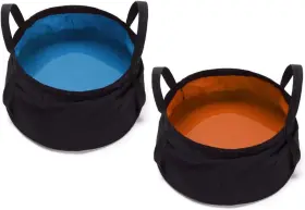 Top Lander 663918662328 2-pack Collapsible Bucket With Handle 2 Gallon Portable Camping Orange Blue