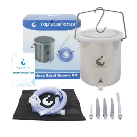 Topquafocus 755326063528 Stainless Steel Enema Bucket Kit For Colon Cleansing Reuseable En