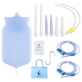 Topquafocus 755326063962 Silicone Enema Bag Kit - 2 Sets 6.5ft Replacable Hose With Pulley Flow Contro