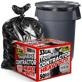 Toughbag 850052294779 30-33 Gallon Trash Bags Heavy Duty 50 Count Pack Of 1 Black