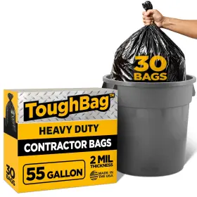 Toughbag 850052294793 55 Gallon Contractor Trash Bags 2 Mil 1 Count Pack Of 30 Black