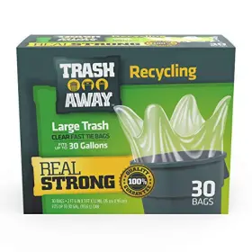 Trash Away 714367351421 Heavy Duty Clear Recycling Bags Tall And Strong 30 Count Pack Of 1