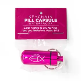 Pc-03 Tree Of Life Rev. 22 14 Pink Pill Case Keychain Waterproof Metal Travel Container For Medicine