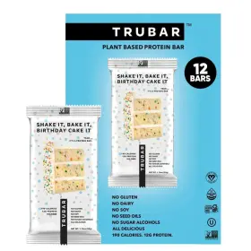 Trubar 850065948270 Vegan Birthday Cake Protein Bars - Plant Based Snack Gluten Free 12ct