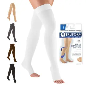 0868wh-s Truform Compression Stockings 20-30 Mmhg Thigh High Open Toe White Small