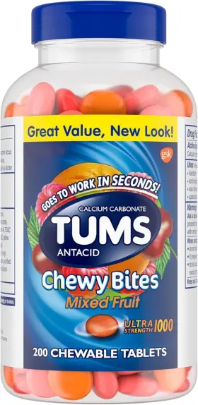 Tums 307663072550 Chewy Bites Chewable Antacid Tablets For Ultra Strength Heartburn