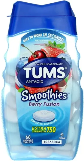 307667250008-1b Tums Extra Strength Smoothies Antacid Chewable Tablets Berry Fusion 750 Mg