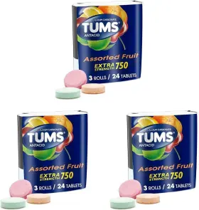 453315 Tums Extra Strength Assorted Fruit Antacid Chewable 8 Count Pack Of 9