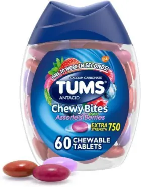 491852 Tums Chewy Bites Antacid Tablets For Chewable Heartburn 60 Count Pack Of 1