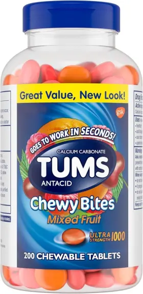 97898 Tums Chewy Bites Chewable Antacid Tablets For Ultra Strength Heartburn 200 Ct