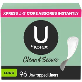 48375 U By Kotex Panty Liners Light Absorbency Long Length 96 Count Clean Secure