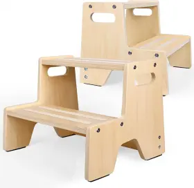 Jtd-002 Uiirvdy Toddler Step Stool 2-pack Wooden 2-step For Kids With Natural Wood