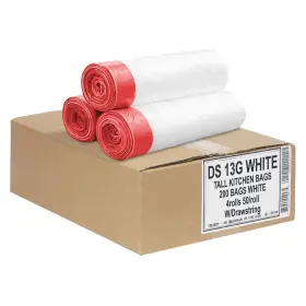 Ultrasac 735692024422 Aluf Plastics Tall Kitchen 13 Gallon Drawstring Trash Bags 0.9 Mil - White