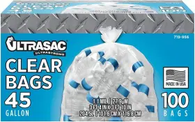 Ultrasac 783976535744 - Recycling Bag 45 Gallon 1.1 Mil 100 Count Pack Of 1 Clear
