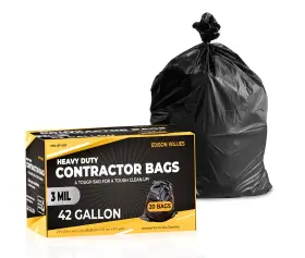 Unvert 634949438329 Contractor Garbage Bags 42 Gallon - Pack Of 20 1 Count Black