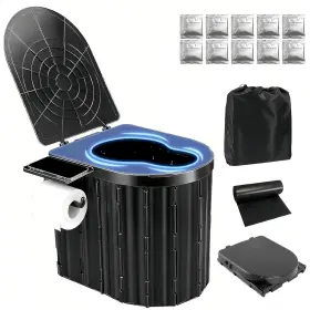 Uopbyea 6110001001556 Portable Camping Toilet For Adults With Detachable Big Black 1