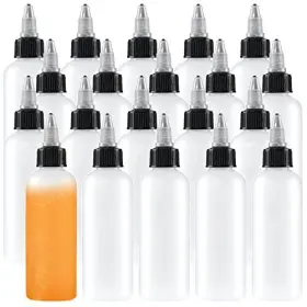 Uyuxxu 780280709694 20 Pack 4oz Boston Squeeze Bottles Clear Dispensing With Twist Top Ca