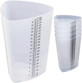 Vakly 726084990449 Plastic Graduated Triangular Intake Output Container 5 Pack 32 Ounce Thr