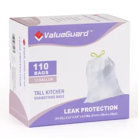 Tyids-xl20 Valueguard Trash Bags Garbage Bag 13 110 Count Pack Of 1 0.8 Mil-blue