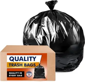 Veska 655043800041 55 Gallon Trash Bags Heavy Duty Megavalue Pack 100 With Ties Black